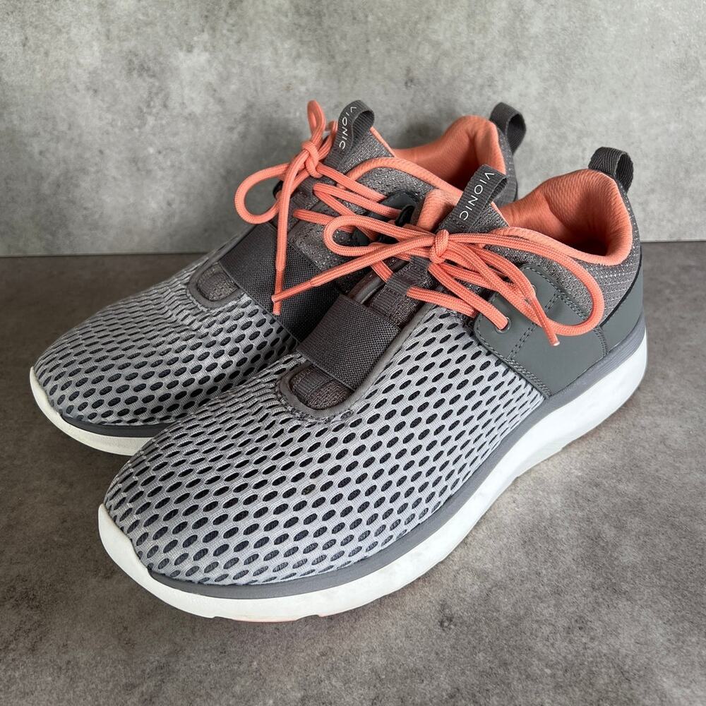 Vionic Coro Walking Shoes in grey mesh comfort lace up sneakers women's 9 casual